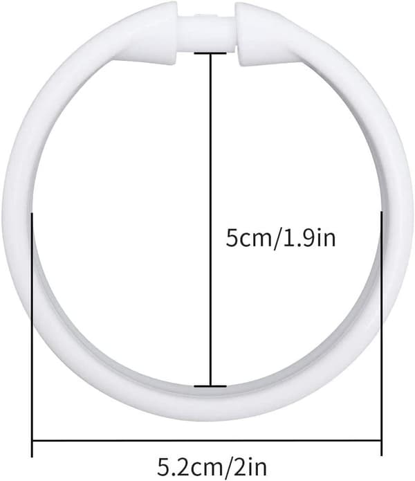 12-pack Duschdraperiringar i Plast, Stora Draperiringar, O-formade Ringar Kompatibla Dörrfönsterdraperier (Vit)
