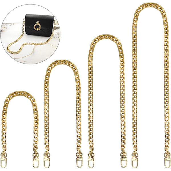 4 kappaletta eri kokoa rautaa korvaavat litteät ketjut rautaa, metalliketjuhihna DIY-laukkuun käsilaukkuun olkalaukkuun crossbody-laukkuun kytkimeen