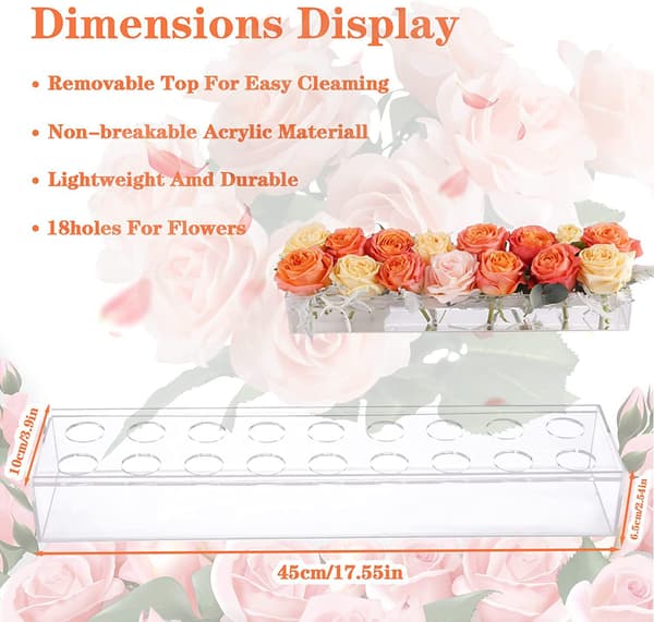 Klar Akryl Vas Rektangulär Blomsterdekoration Kompatibel Matbord