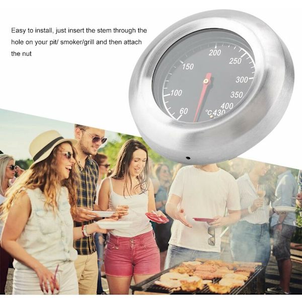 Grilltermometer i rustfrit stål til grill, ryger og grill