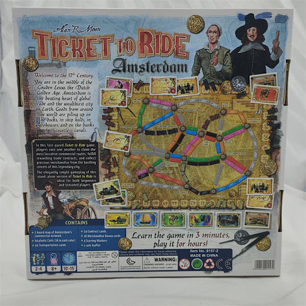 Ticket to Ride Amsterdam Brettspill, Familiebrettspill, Brettspill for voksne og familier, Togspill, 8+, for 2 til 4 spillere, Gjennomsnittlig spilletid 10-15 minutter