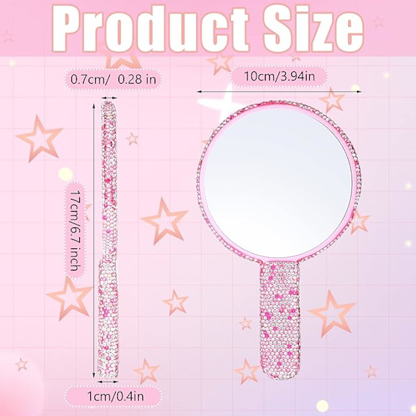 2 st Rhinestone Hand Mirror Bröllop Bling Hand Held Mirrors Ador
