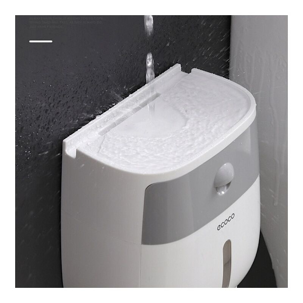 Vægmonteret 4 i 1 dobbelt grå toiletrulleholder=