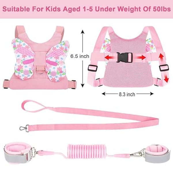 Toddler Harness Leashes + Anti Lost Wrist Link, Kids Harness Children Leash