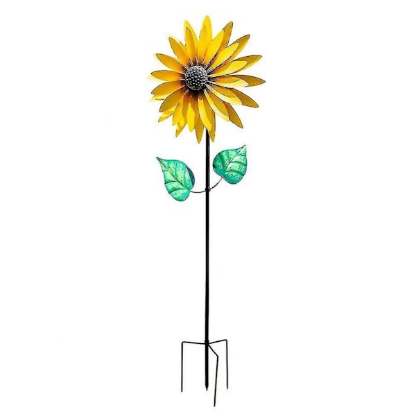 Solros Vindsnurra Metall Roterande Solros Vindsnurra Med Stake Stående Gräs Blomster Vindsnurra Utomhus Trädgård Dekor Barn Leksak