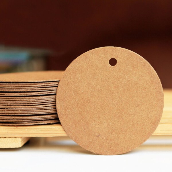 100 st kraftpappersetiketter, presentlappar, 5x5 cm kraftpappersetiketter för bröllop, födelsedag,