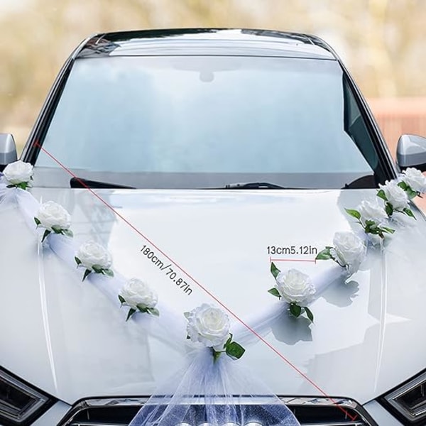 Bryllupsbildekorasjon, bryllupsbildekorasjonssett, hvite kunstige blomster