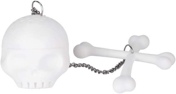 Teinfuser, tesil, lösbladsteinfuser, söt vit simuleringsdödskalle
