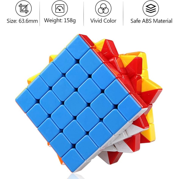 Gutt 5x5 Speed ​​kube klistremerkeløs 5x5x5 Magic Cube 63,5 mm Puslespill leker for barn