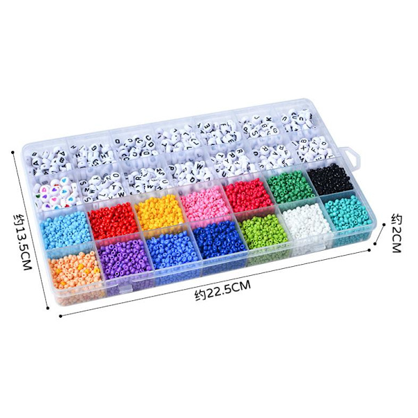 DIY - Pärllåda - Seed beads - 3mm - Bokstavspärlor multifärg