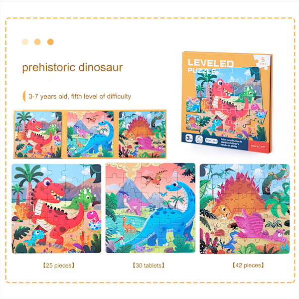 Magneettiset palapelit lapsille, 3-in-1 dinosaur-palapelikirja taaperoille