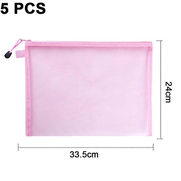 5 Pcs Multipurpose Transparent Mesh Zipper Pouches Cosmetic Bag Makeup Pouc