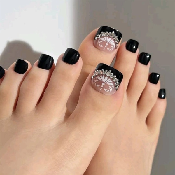 Falska tånaglar Stick on Nails för kvinnor för nagelkonstdekorationer 24 st