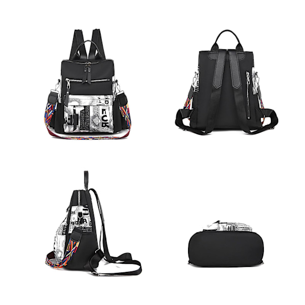 Ryggsäck Dam Handväska Mode Oxford Axelremsväska Portabel Reseryggsäck Stöldskydd Crossbody Väska för Kvinnor Flickor