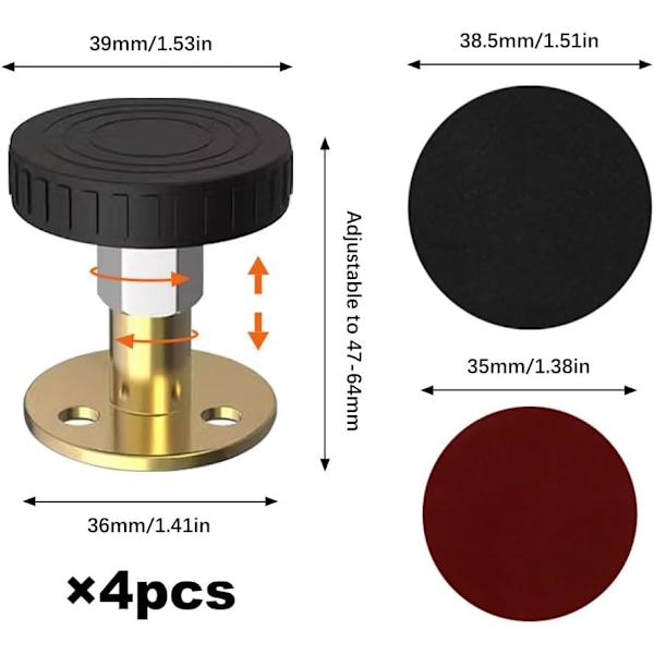 4 stk. Hodegavl Stabilisator Anti-Rist Stopper for Sengeramme, Hodegavl, Sengeside, Skap, Sofa Hodegavl Fiksator Justerbar Gjenget Sengeramme