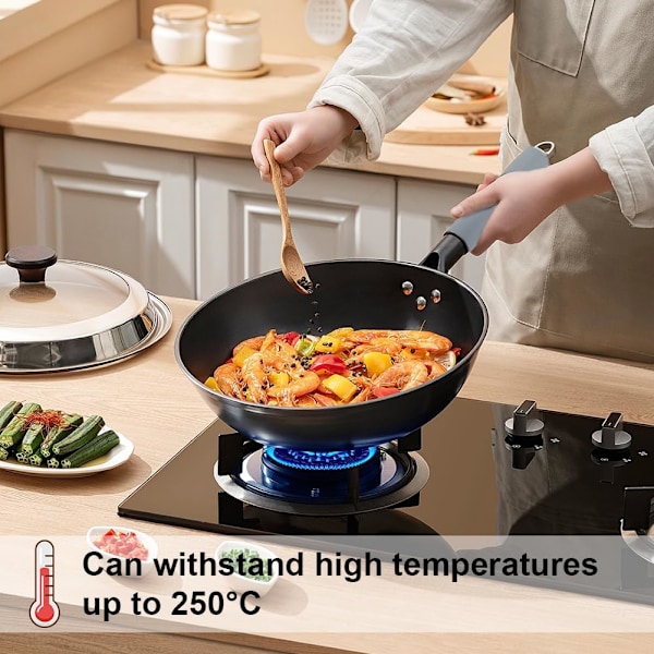 Silikon Håndtak Holder, Silikon Gryteholdergrep, Håndtakgrep Gryteholder, for Jern, Kasserolle, Metall Stekepanner, Stekepanner, Grill, 2 Pakk