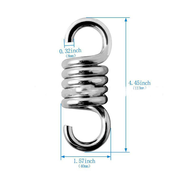 Hængekøjespring, Robust Hængende Krog til Indendørs og Udendørs, Fritidstilbehør til Havegynge, Hængestol, Æggestol (2 stk.)