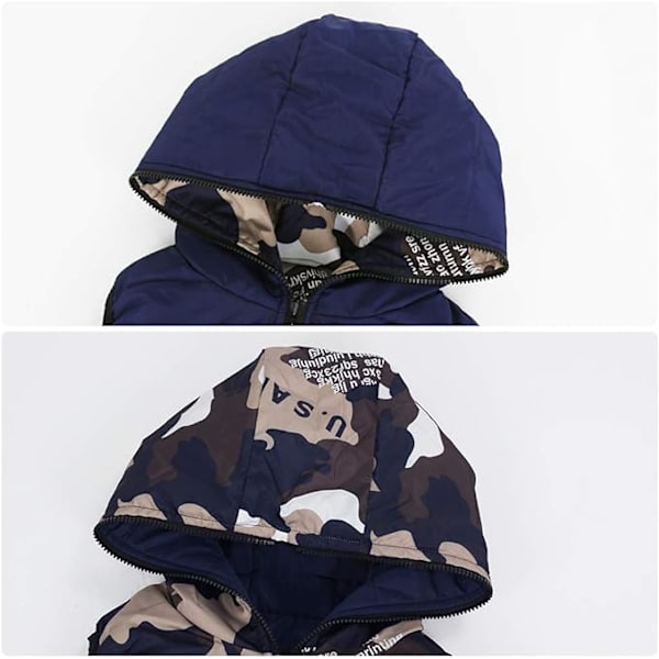 Børns ærmeløs hættevest vinterjakke dobbeltsidet jakke camouflage