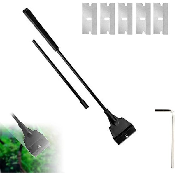 Algskrapa, akvarierengörare, 53 cm algskrapa, skrapa för akvariealgrengörare, akvarierengöringsrakapparat, glasalgskrapa, med