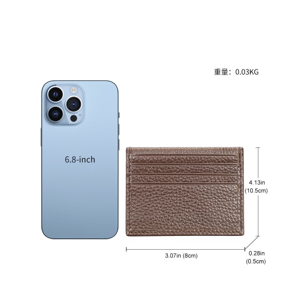 Kreditkortshållare Plånbok, Läder Ultra Slim Plånbok, Tunn Minimalistisk Kreditkortsfodral Kortbeskyddare, Framfickplånböcker för Män, Kvinnor   (Brun)8*10.5cm
