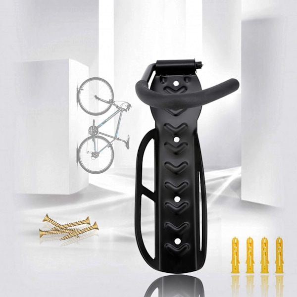 Bike Hook, Wall Mounted Bike Holder, Space Saving Black Steel Bike Wall Mount Vertical Storage Hook with Screws Universal for Electric Scooter Bicycl