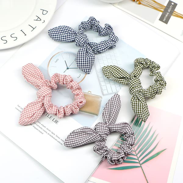 Flicka Kaninöron Scrunchies Hårband Rep Elastisk Slips Ponytail, set om