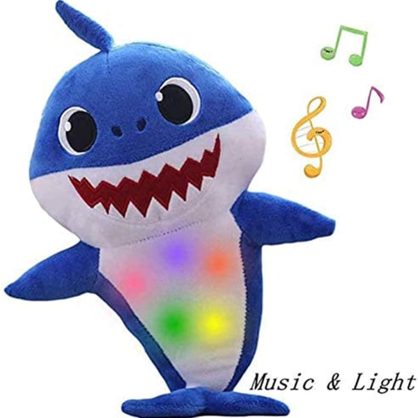 Barnens plyschleksak Baby Shark, en plyschhajleksak som sjunger med musik och