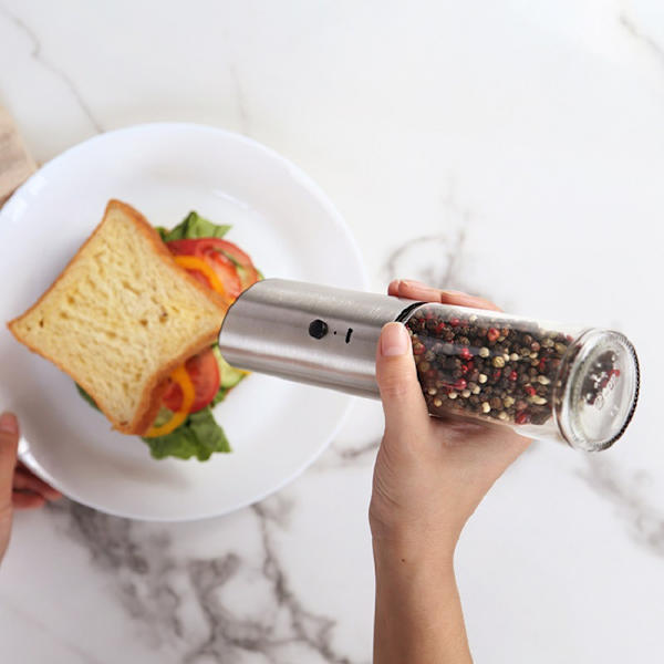 Automatisk salt- och pepparkvarn elektrisk kryddkvarn med LED-lampa justerbar