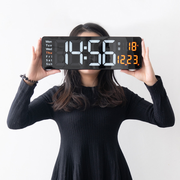 Digital väggklocka, 16\" stor digital väggklocka med LED