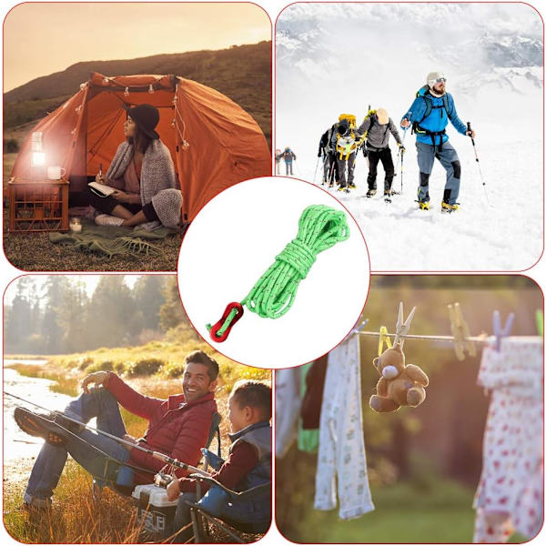 8 stk. Telttouve med Spændere, Reflekterende Telttouve Campingtov Nylontov til Camping Vandreture Markisetelt, 4mm*4m