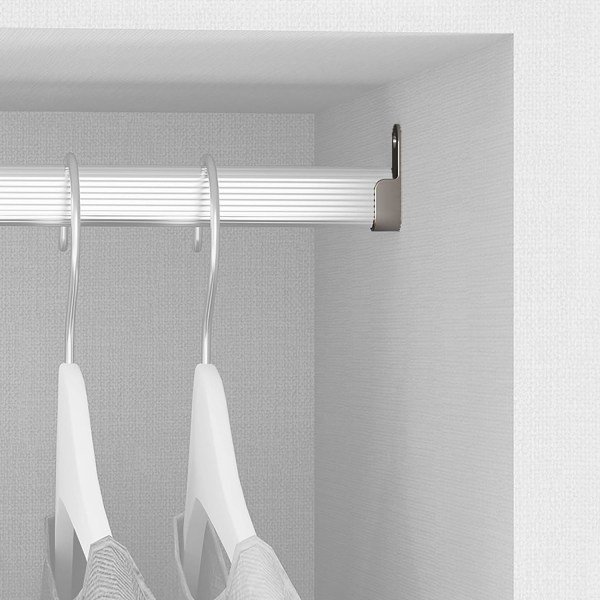 Sidesupport for oval klesskapsstang, blank krom, 10-pakning