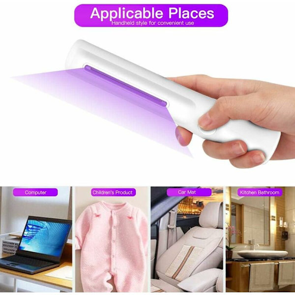UV-germicidlampe, bærbar ultrafiolett lysmidd-dreperlys, mini ultrafiolett midd-dreperstang for klær, leker, teppe, datamaskin