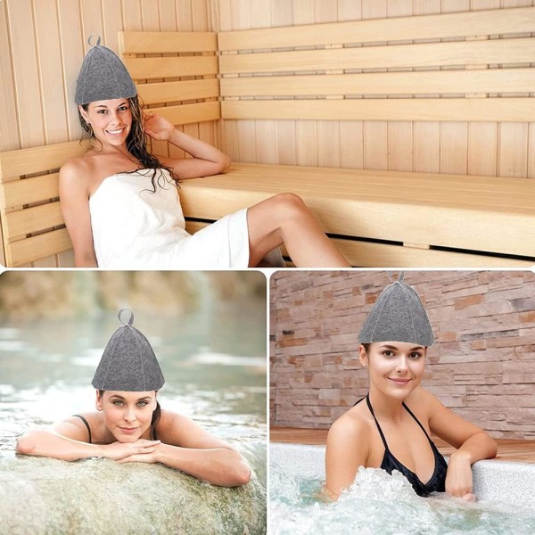 3 Stk Sauna Hat, Filt Sauna Hat Uld Filt Sauna Hat Wellness Cap F