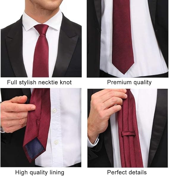 Herre slips klassisk silkeslips vævet jacquard slips vinrød
