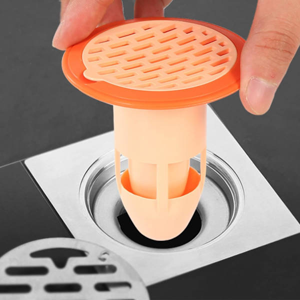 Dusjgulvavløpshetter, Anti-luktkoblinger, Egnet for Bad, Kjøkken, Toalett, Vaskerom, Hotell, Oransje, 8,5 * 7,5 cm