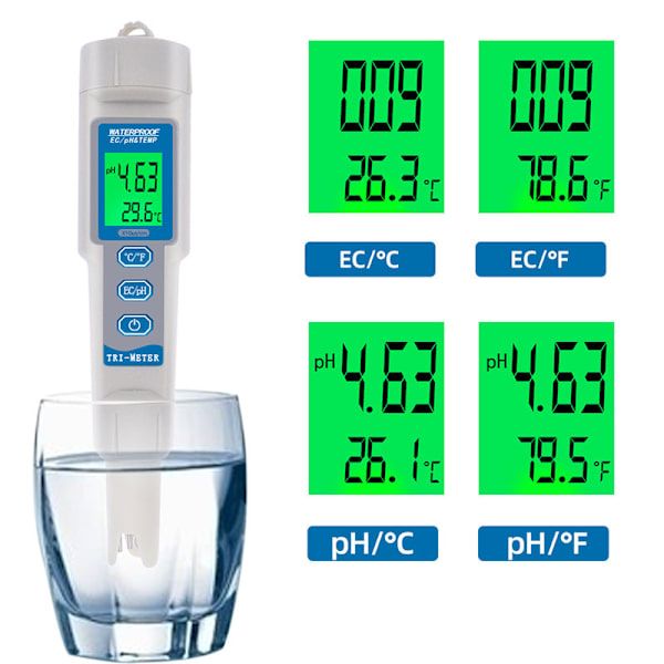 Digital gråtoneskala PH-meter med kalibreringsfunktion Lätt att läsa Mät P