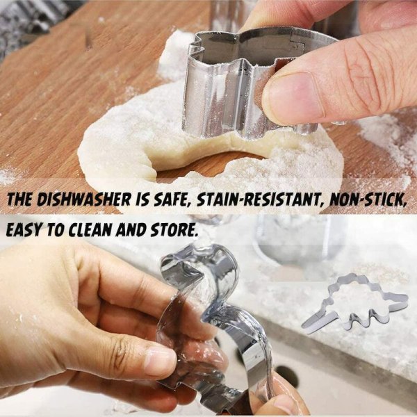 6 stk. Dinosaur Cookie Cutter i rustfritt stål