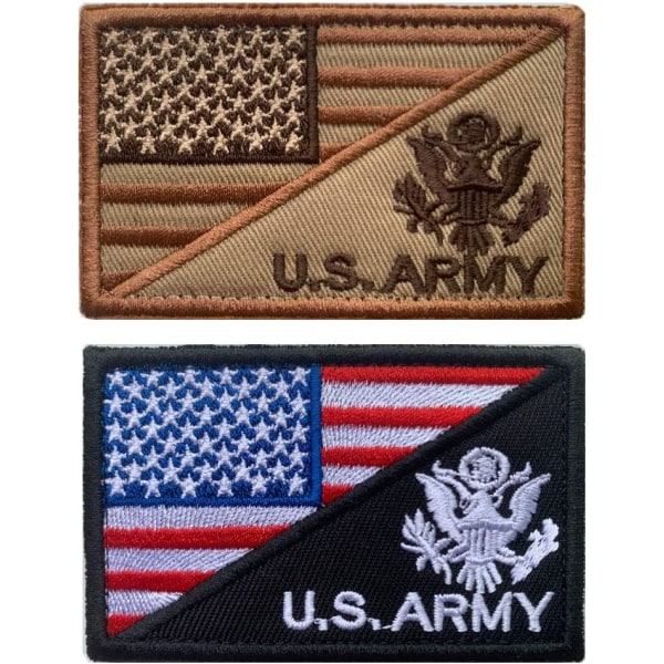 2 st amerikansk flagga/arméveteran US Armed Forces broderad militärlapp