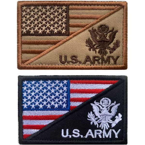 2 stk. Amerikansk flag/hærveteran US Armed Forces broderet militær patch