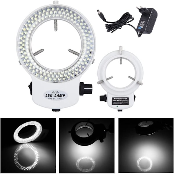 144 LED:n rengasvalo rengasvalo mikroskoopille Mikroskooppilamppuvalo 6000K 0-