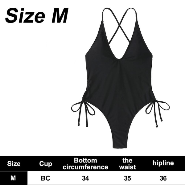 Damen Badeanzug mit tiefem V-Ausschnitt, Crisscross-Design, hochgeschnitten, mit Bindebändern an den Seiten