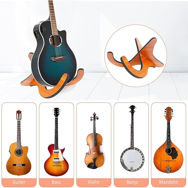 Tre Gitarrstativ, Ukulele Stativ, Bærbar Gitarrstativ, Tre Ukulele Stativ, Avtakbart Tre Ukulele Stativ, for Ukulele, Fiolin, Mandolin og B