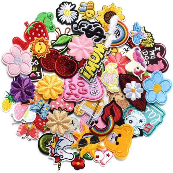 60 stk. patches DIY-tilbehør, søde syapplikationer til jakker, hatte, ryg