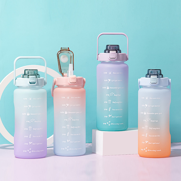 64oz, Stor Motiverande Vattenflaska med Tidsmarkör, Läckagesäker & BPA-fri