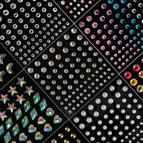 Diamant Akryl Farve Tilbage Klæbende Bor 9 STK
