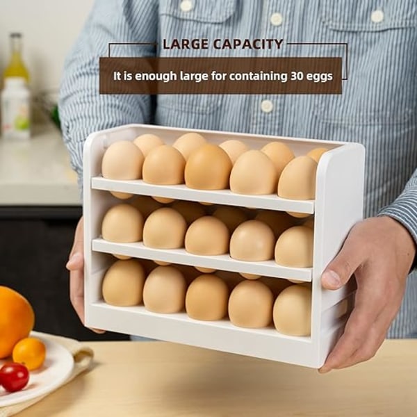 Kjøleskap Eggstativ, stablebar kjøleskapsdør Oppbevaringsbeholder, Lagrer 30 Eggs Sp