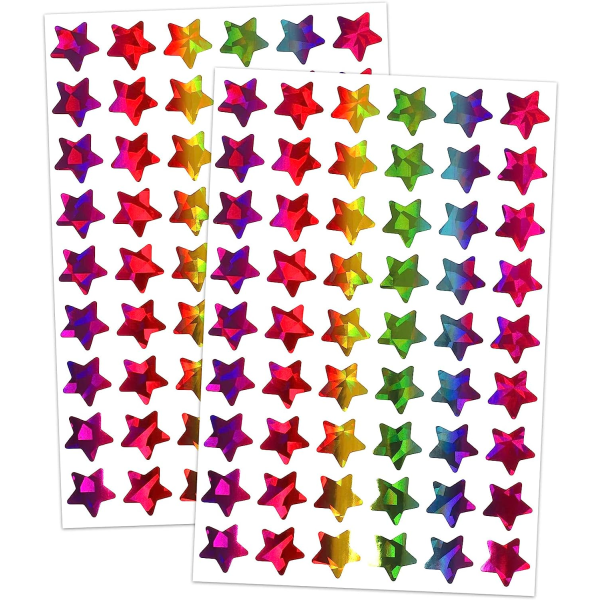 1620 Holographic Rainbow Small Star Stickers for Kids Belønning, Behavior Char