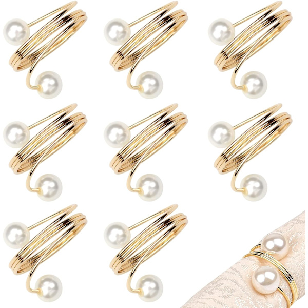 8 stk. Perle Servietringe Bryllup Perle Servietringe Spænder Jul Legering Servietring Servietring Holder Middagsserviet