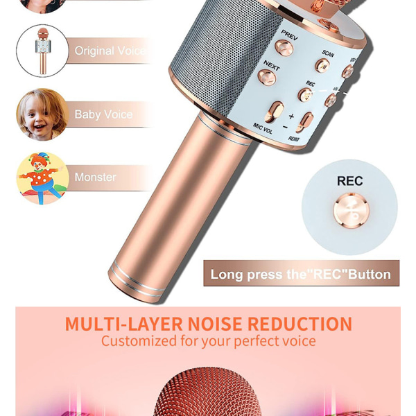 Leksaker för flickor Karaoke Mikrofon - Bärbar Trådlös Bluetooth K