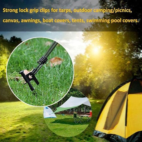 20 stycken Bungee-spännare med krokar Tält Spännare krok Camping tält krok Gummi Spännare rem för Camping presenningar Markiser Tält 15cm